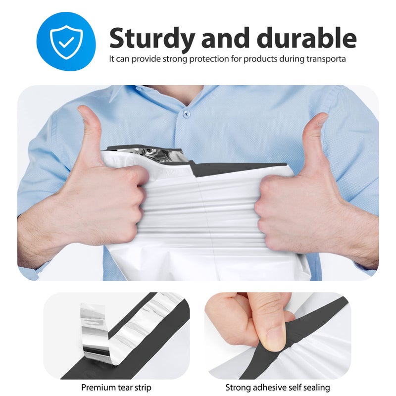 Fuxury أكياس شحن فاخرة كبيرة بولي 14.5x19 بوصة 100 قطعة، أكياس شحن للملابس، أظرف بريدية بختم لاصق قوي، أكياس بريدية بولي مقاومة للماء للاستخدام الثقيل للأعمال الصغيرة - Image 5